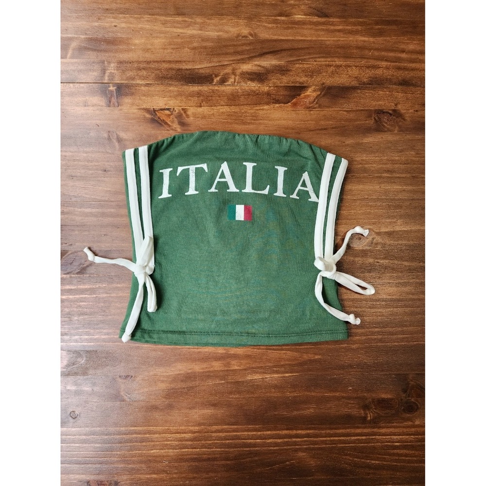 Altar'd State Blokecette Italia Tube Top Side Tie Bandeau XXS Green